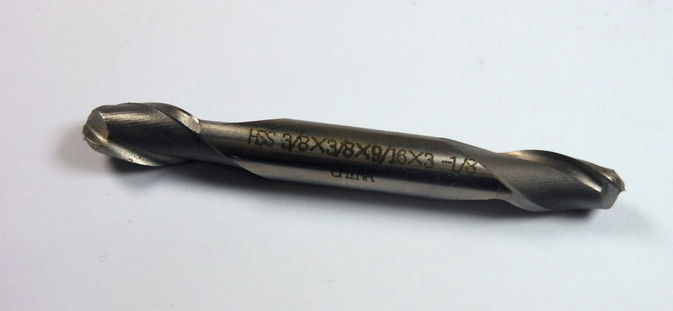 3/8" Double Ball End Mill 2FL HSS 9/16" LOC x 3-1/8" OAL