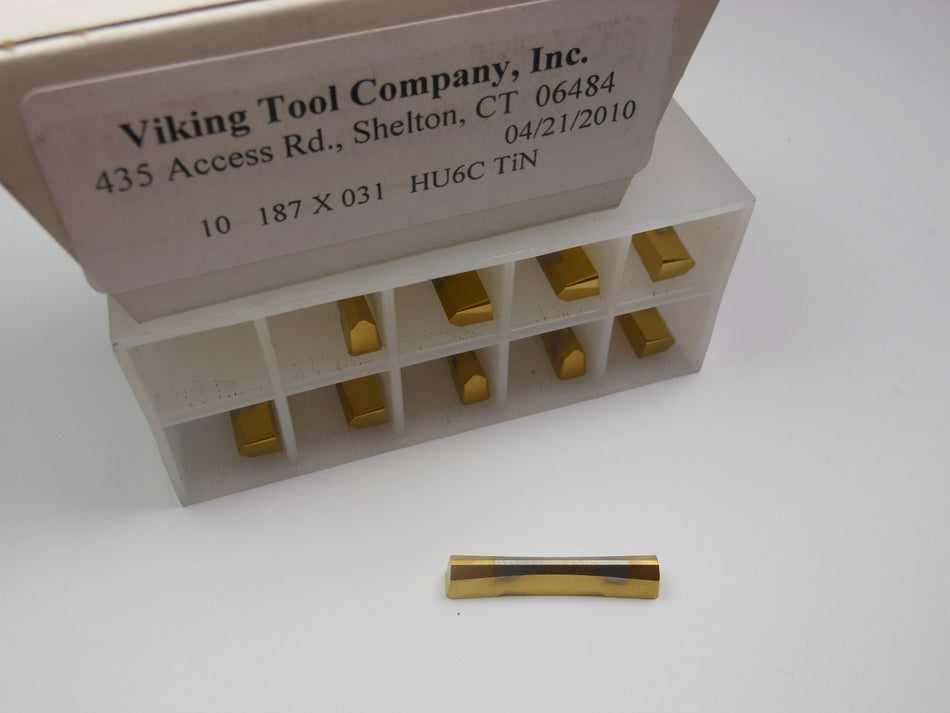 Viking Carbide Grooving Inserts 0.187" x 0.31" HU6C TiN (10 Pcs)