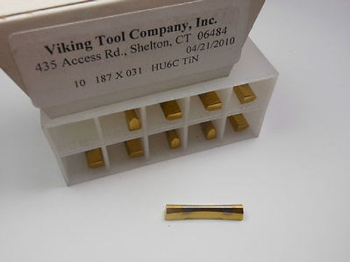 Viking Carbide Grooving Inserts 0.187" x 0.31" HU6C TiN (10 Pcs)