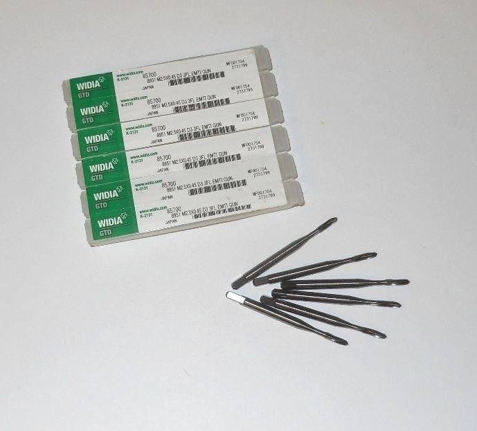 WIDIA Plug Spiral Flute Taps M2.5x0.45 D3 3FL HSS-E 85700 (6 Pcs)