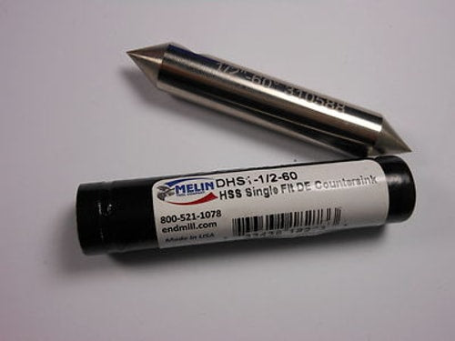 MELIN Single Flute Double Countersink 1/2" 60D HSS 3" OAL DHS1-1/2-60 -0424E1025