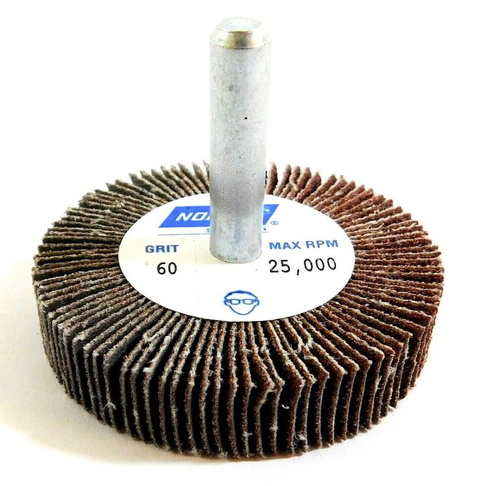 Norton 63642502496 2" x 1/2" x 1/4" 60 Grit Mounted Flap Wheel (Pack of 10) -