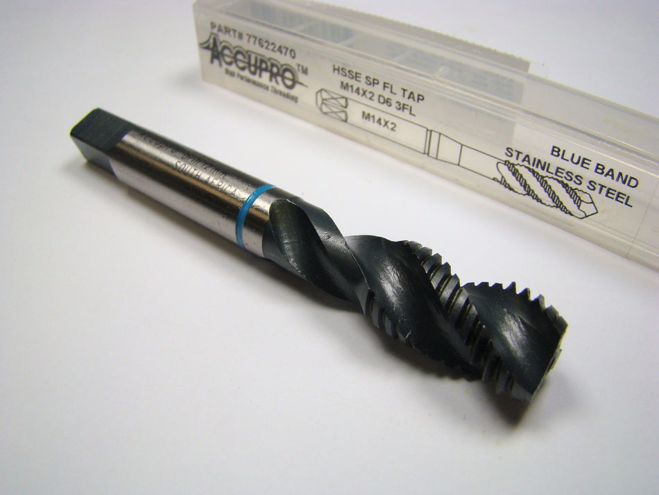 Modified Bottoming Spiral Flute Tap M14x2.00 D6 3FL HSS-E Oxide