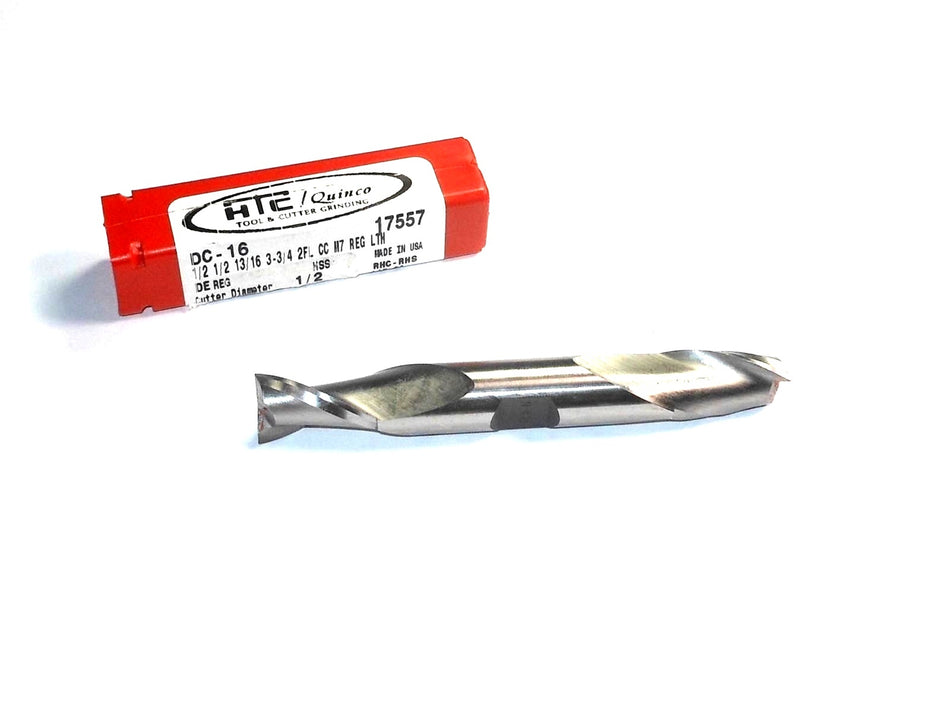 1/2"  Quinco 17557 Double Square End Mill 2FL HSS 1/2" x 13/16" x 3-3/4" OAL