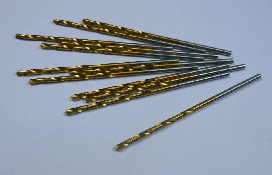 Jobber Length Drills #54 0.0550" HSS TiN 118° 7/8" LOC x 1-7/8" OAL (12 Pcs)
