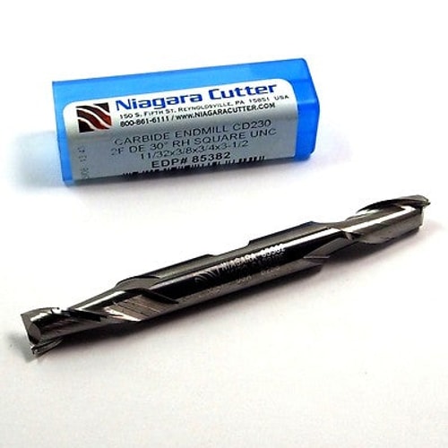 11/32"  Niagara Cutter 85382 Carbide Square Double End Mill 2FL 3-1/2" OAL