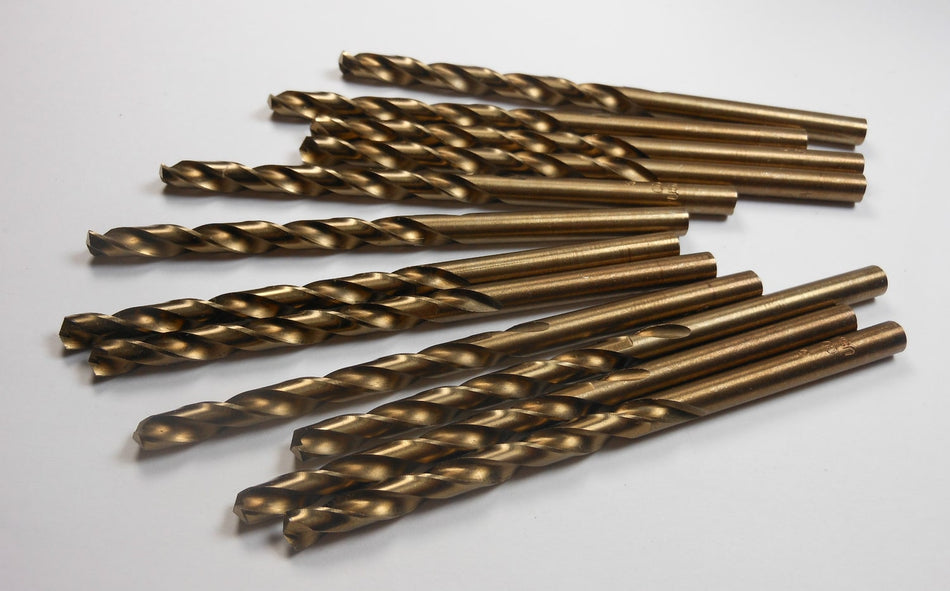 Cobalt Jobber Length Drills #6 135° Gold 2-1/2" x 3-3/4" (12 Pcs)