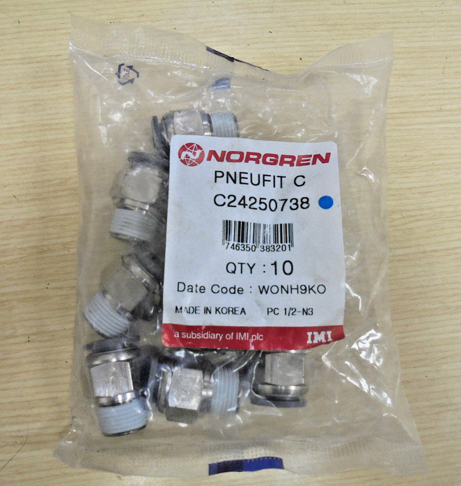 Norgren Pneufit C C24250738 1/2" x 3/8" Male STR Fitting (10 Pack) -