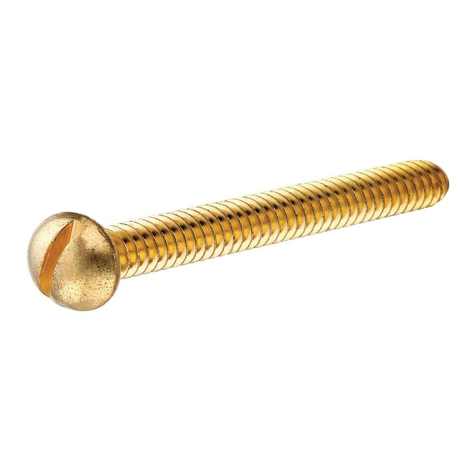 #6-32 x 2" Round Head Machine Screw Brass Slotted Drive (Pack of 100) -