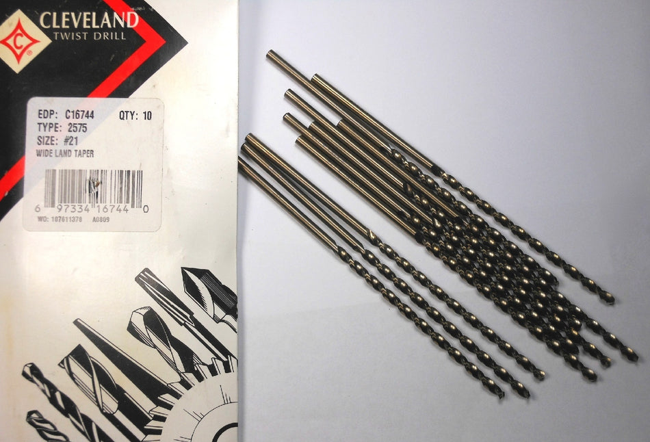 CLEVELAND Cobalt Parabolic Taper Drills #21 (0.1590") 135° C16744 (10 Pcs)