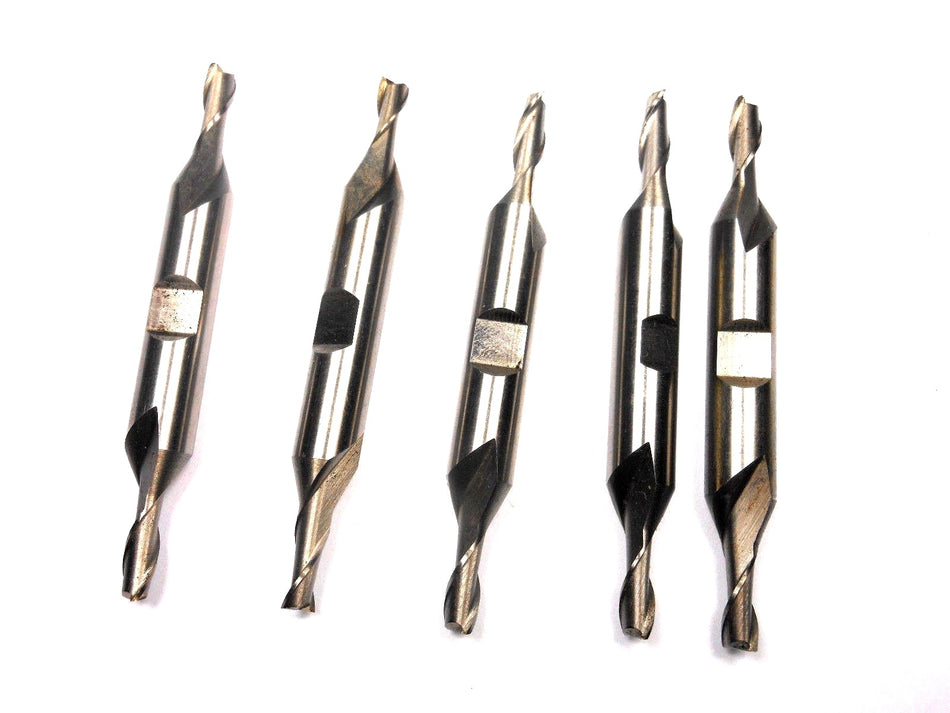 Double Square End Mills 3/16" 2FL HSS 3/8" x 7/16"x 3-1/8" (5 Pcs)