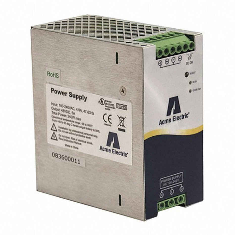 ACME Electric DM124033S 90 to 254VAC/24VDC 80W DIN Rail DC Power Supply -