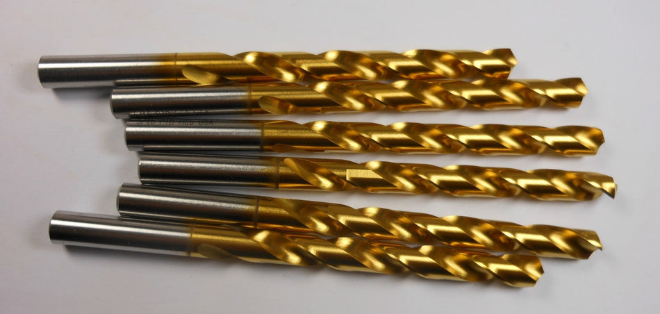PRECISION Jobber Drills 5/16" HSS TiN 118° 3-3/16" LOC x 4-1/2" (6 Pcs)