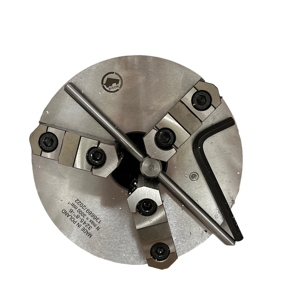 Bison 7-803-0836 8" 2500 RPM 3 Jaws Self-Centering Manual Lathe Chuck -