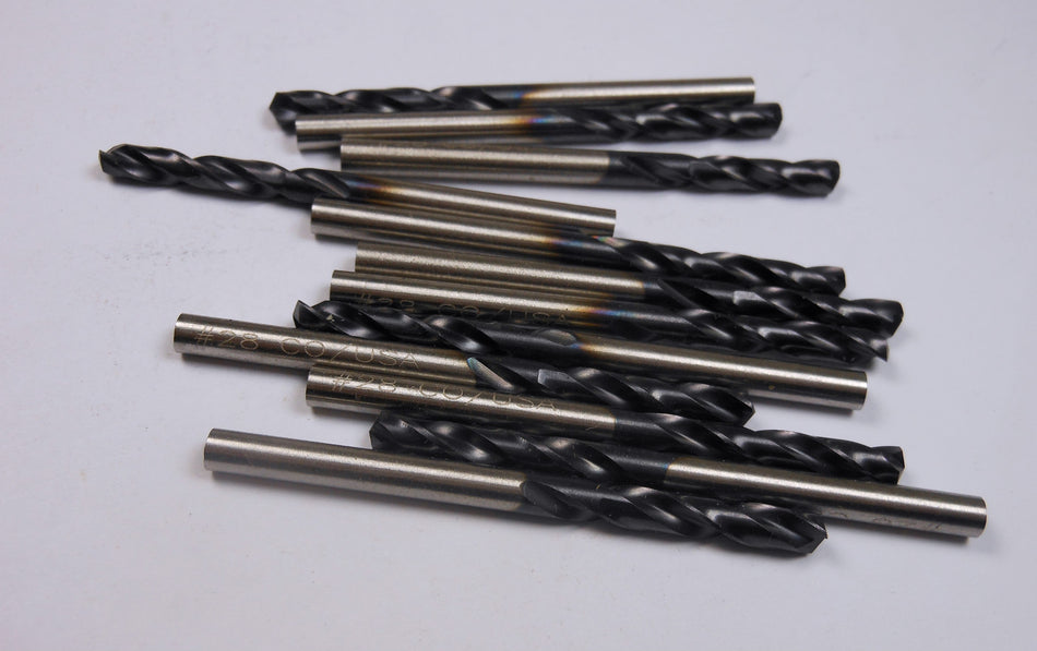 Cobalt Screw Machine Drills #28 (0.1405") TiAlN 15/16" LOC x 1-15/16" (12 Pcs)