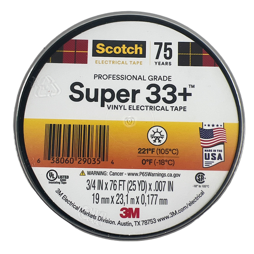 3M Super 33+ 3/4" x 76' Vinyl Electrical Tape (Lot of 2)1