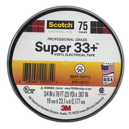 3M Super 33+ 3/4" x 76' Vinyl Electrical Tape (Lot of 2)1