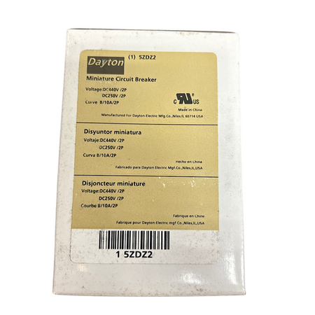 Dayton 5ZDZ2 10A 440V 2 Poles 1PH 4 AWG IEC Supplementary Protector -1