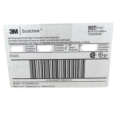 3M 314U 600V Scotchlok Self Crimping Electrical Connectors (Pack of 50)3