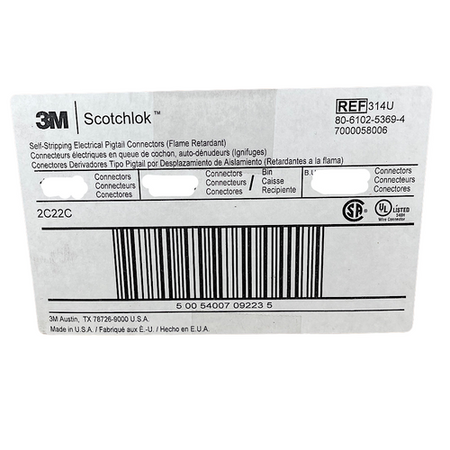 3M 314U 600V Scotchlok Self Crimping Electrical Connectors (Pack of 50)3