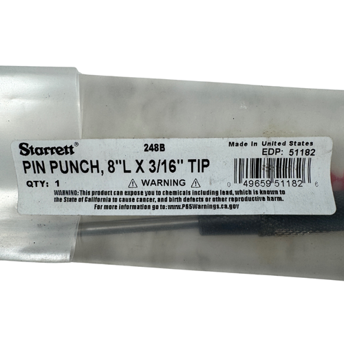 Starett S248 4-Piece 8" OAL x 3-1/2" Steel Drive Pin Punch Set -1