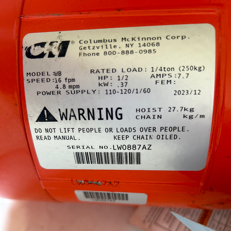 Valustar 2401-10 FT 500 Lb Working Load 115V Hook Mount Electric Chain Hoist -3