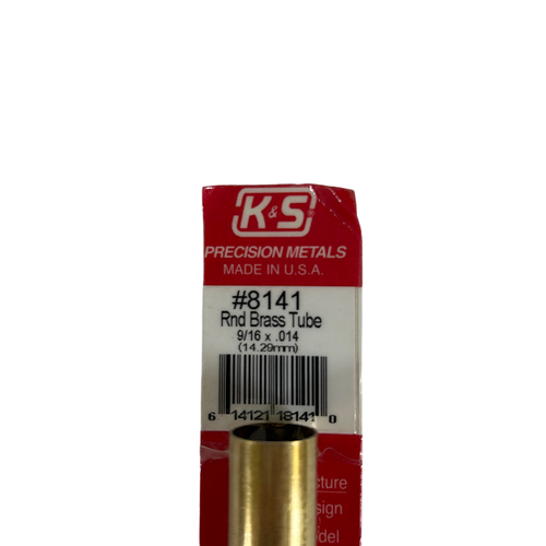 K & S 8141 9/16" Dia x 12" Length Round Brass Tube (Lot of 5) -1