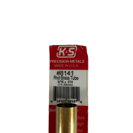 K & S 8141 9/16" Dia x 12" Length Round Brass Tube (Lot of 5) -1