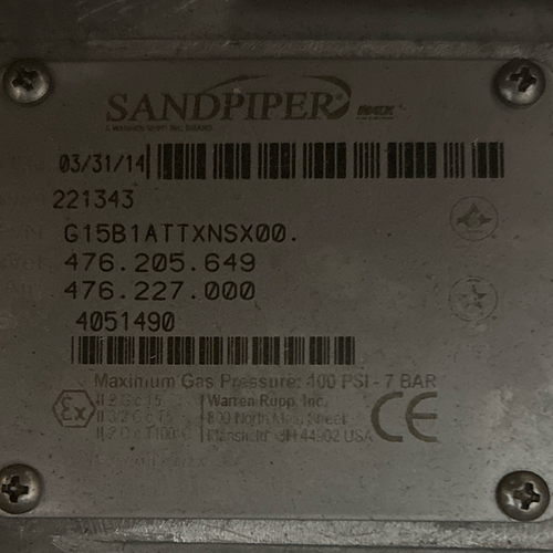 Sandpiper G15B1ATTXNSX00 G15 Top Discharge Natural Gas Operated Pump -2