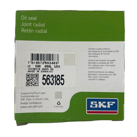 SKF 563185 75 mm x 90 mm x 10 mm Single Lip HMS5 RG Nitrile Oil Seal3