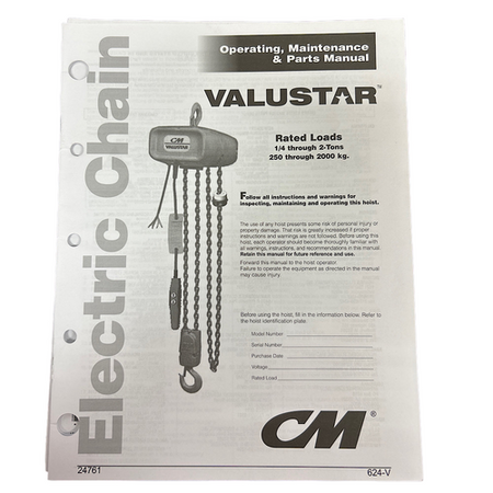 Valustar 2401-10 FT 500 Lb Working Load 115V Hook Mount Electric Chain Hoist -1