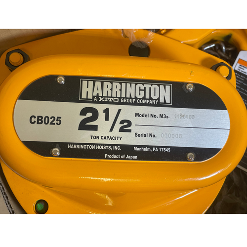 Harrington CB025-8 2500 Lb 8' Hook Mounted Manganese Alloy Manual Chain Hoist -2