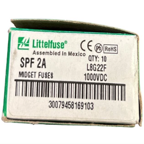 Littelfuse SPF 2A 1000VDC 1-30A Melamine Cartridge Fuse (Pack of 10) -1