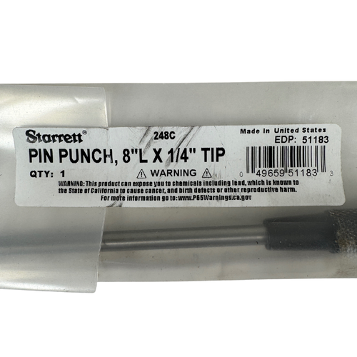 Starett S248 4-Piece 8" OAL x 3-1/2" Steel Drive Pin Punch Set -2