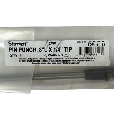 Starett S248 4-Piece 8" OAL x 3-1/2" Steel Drive Pin Punch Set -2