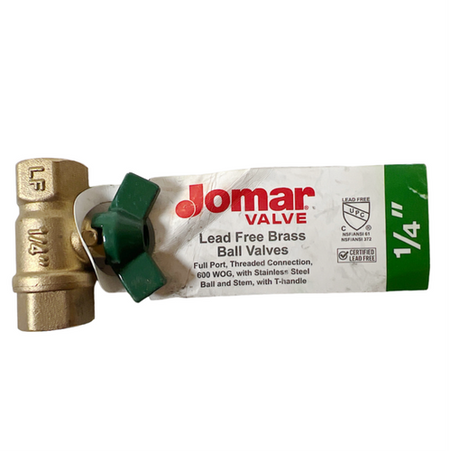 Jomar T-83CG 100-400THG 1/4" x1/4" T-Handle Brass Ball Valve (Box of 20) -1