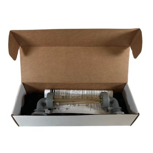 Blue and White F-45500LE-12 3/4" MPT 175 PSI Elbow Polysulfone Flow Meter -1