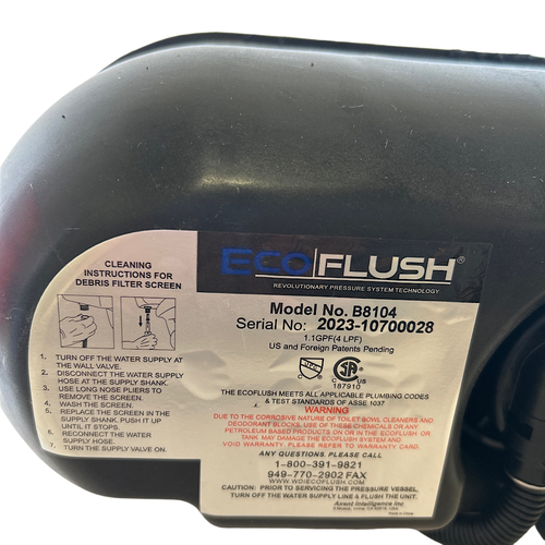 Zurn Z8104-1.1 Brass/Plastic/Rubber Pressure Assist Flushing System -1