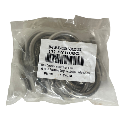 Fabory U17567.037.0125 3/8" x 1- 3/4" x 2- 3/4" SS SPE133 U-Bolts (Pack of 10) -1