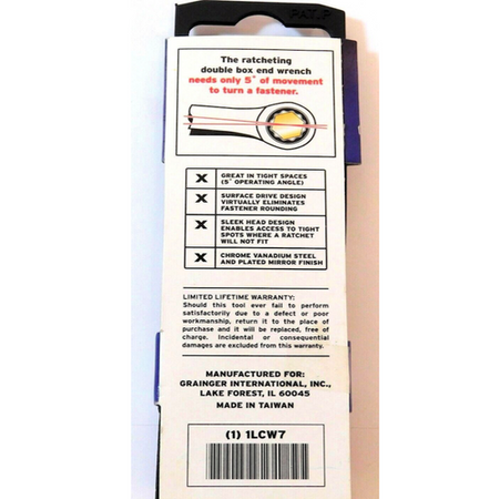 Westward 1LCW7 14 mm x 15 mm 12-Point Ratcheting Double End Wrench -3