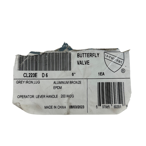 Milwaukee Valve CL223E D6 6" 200 PSI Aluminum Bronze Butterfly Valve -2
