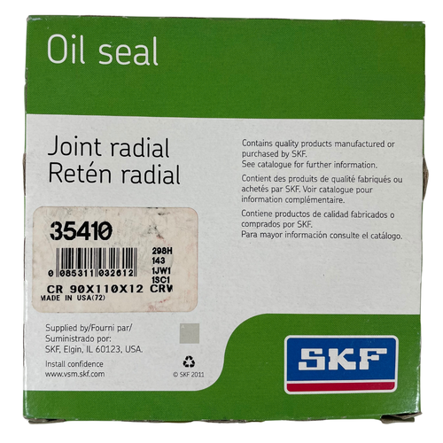 SKF 35410 90 mm x 110 mm x 12 mm CRW1 Single Lip Nitrile Rubber Oil Seal -5