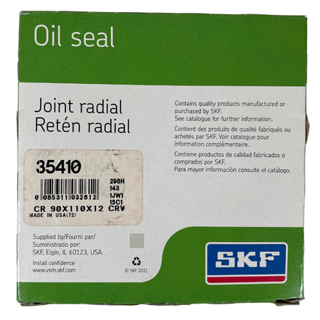 SKF 35410 90 mm x 110 mm x 12 mm CRW1 Single Lip Nitrile Rubber Oil Seal -5