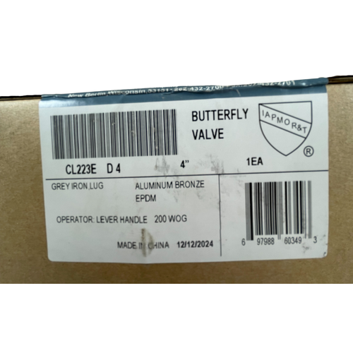 Milwaukee CL223E D4 4" 200 PSI Aluminum Bronze Alloy Butterfly Valve -13