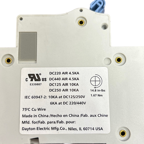 Dayton 5ZDZ2 10A 440V 2 Poles 1PH 4 AWG IEC Supplementary Protector -2
