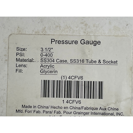 Commercial 4CFV6 3-1/2" Dial Dual Scale 400 PSI Commercial Pressure Gauge -6