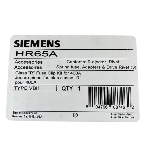 Siemens HR65A 600V 400A Class R Fuse Clip Kit -1