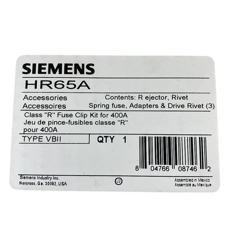 Siemens HR65A 600V 400A Class R Fuse Clip Kit -1