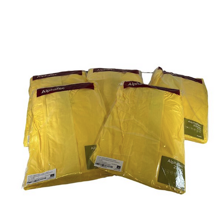 AlphaTec 682300 Size 2XL Polyethylene Elastic Yellow Coveralls (Pack of 5) -1
