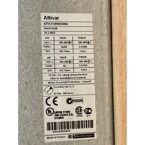 Schneider ATV212HD55N4 400-480V 75HP 3PH 116A LED Variable Frequency Drive -2
